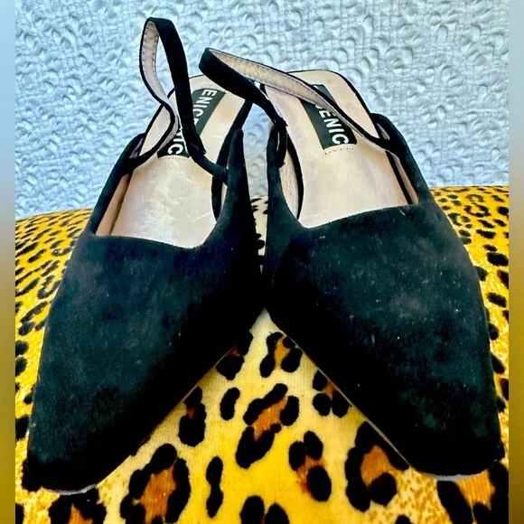 JACQUEMUS Ornamental-heel Suede Slingback Pumps In Black Size 39 / 8